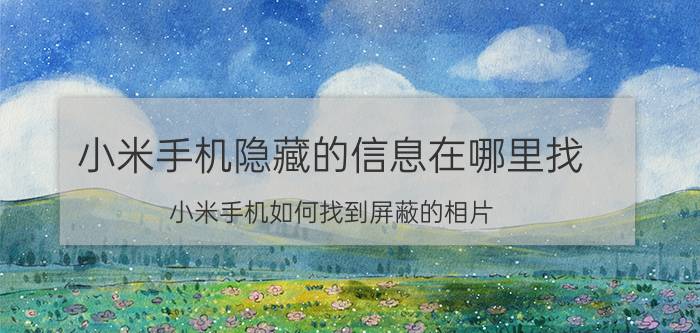 小米手机隐藏的信息在哪里找 小米手机如何找到屏蔽的相片？